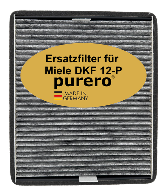 purero® Aktivkohlefilter - Ersatzfilter für Miele DKF 12-P / 11762580, Nachfolgemodell von DKF 12-1 - Optimale Geruchsabscheidung - Made in Germany