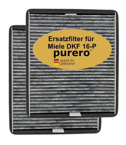 purero® Aktivkohlefilter - Ersatzfilter für Miele DKF 12-P / 11762580, Nachfolgemodell von DKF 12-1 - Optimale Geruchsabscheidung - Made in Germany