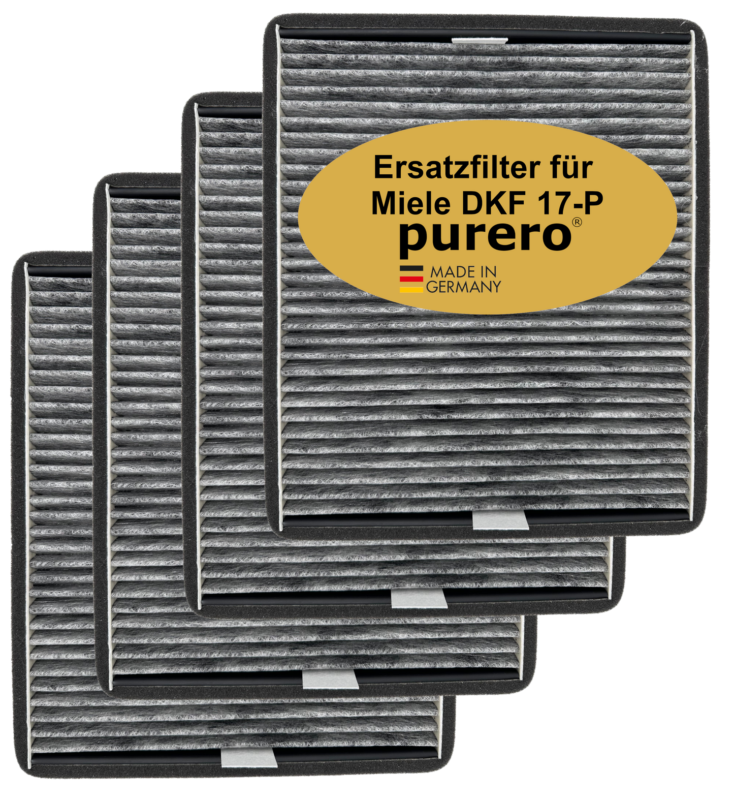 purero® Aktivkohlefilter - Ersatzfilter für Miele DKF 12-P / 11762580, Nachfolgemodell von DKF 12-1 - Optimale Geruchsabscheidung - Made in Germany