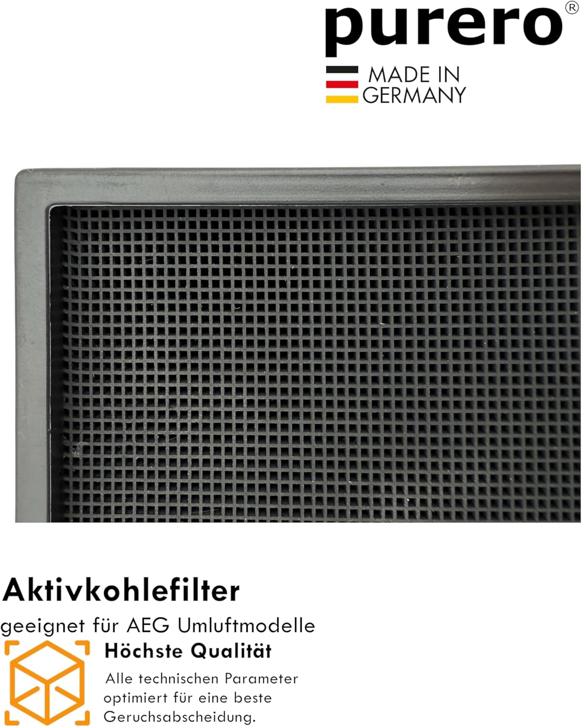 purero® Aktivkohlefilter/Keramikfilter -Ersatz für AEG Kohlefilter 4055550331 (2 St.)- Passend für AEG Induktionskochfeld Modell IDE 74243 IB - Serie 942150896 xx - Made in Germany
