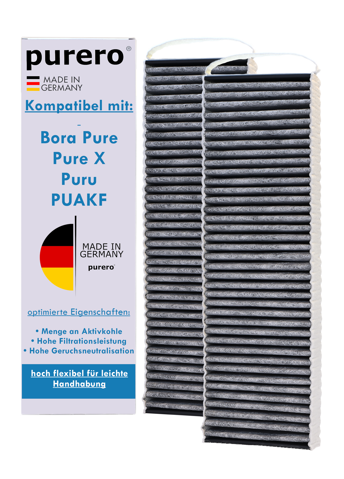 purero®  kompatibler Ersatzfilter für Bora Pure - kompatibel mit PUAKF, Puru, Pure X - Aktivkohlefilter - Made in Germany