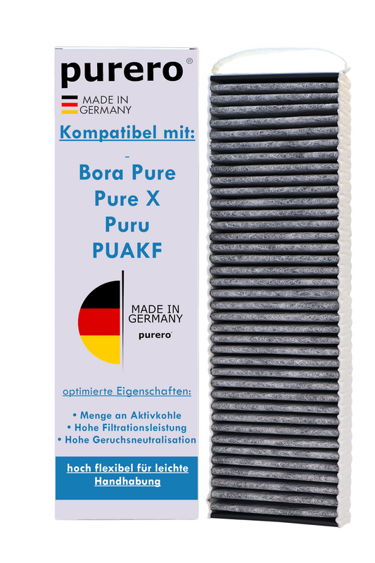 purero®  kompatibler Ersatzfilter für Bora Pure - kompatibel mit PUAKF, Puru, Pure X - Aktivkohlefilter - Made in Germany