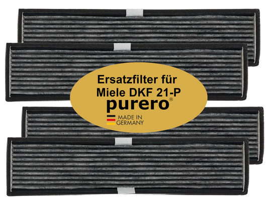 Aktivkohlefilter DKF 21-P als Ersatz für Miele Dunstabzugshauben der Marke purero. Verfügbar im 1er Pack DKF 18-P und 2er Pack als DKF 20-P.