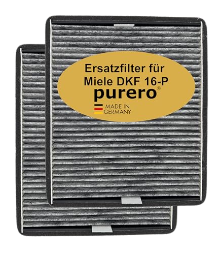 purero® Aktivkohlefilter - Ersatzfilter für Miele DKF 16-P / 7932320, Nachfolgemodell von DKF 16-1 - Opimale Geruchsabscheidung - Made in Germany