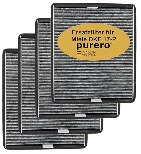 purero® Aktivkohlefilter - Ersatzfilter für Miele DKF 17-P / 7932330, Nachfolgemodell von DKF 17-1 - Opimale Geruchsabscheidung - Made in Germany
