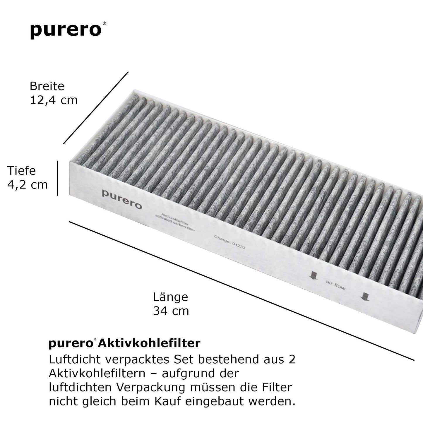 purero Aktivkohlefilterset für Bora BASIC, BAKFS mit Anti-Fisch-Geruch Ersatzfilter der Marke purero, Aktivkohlefilter