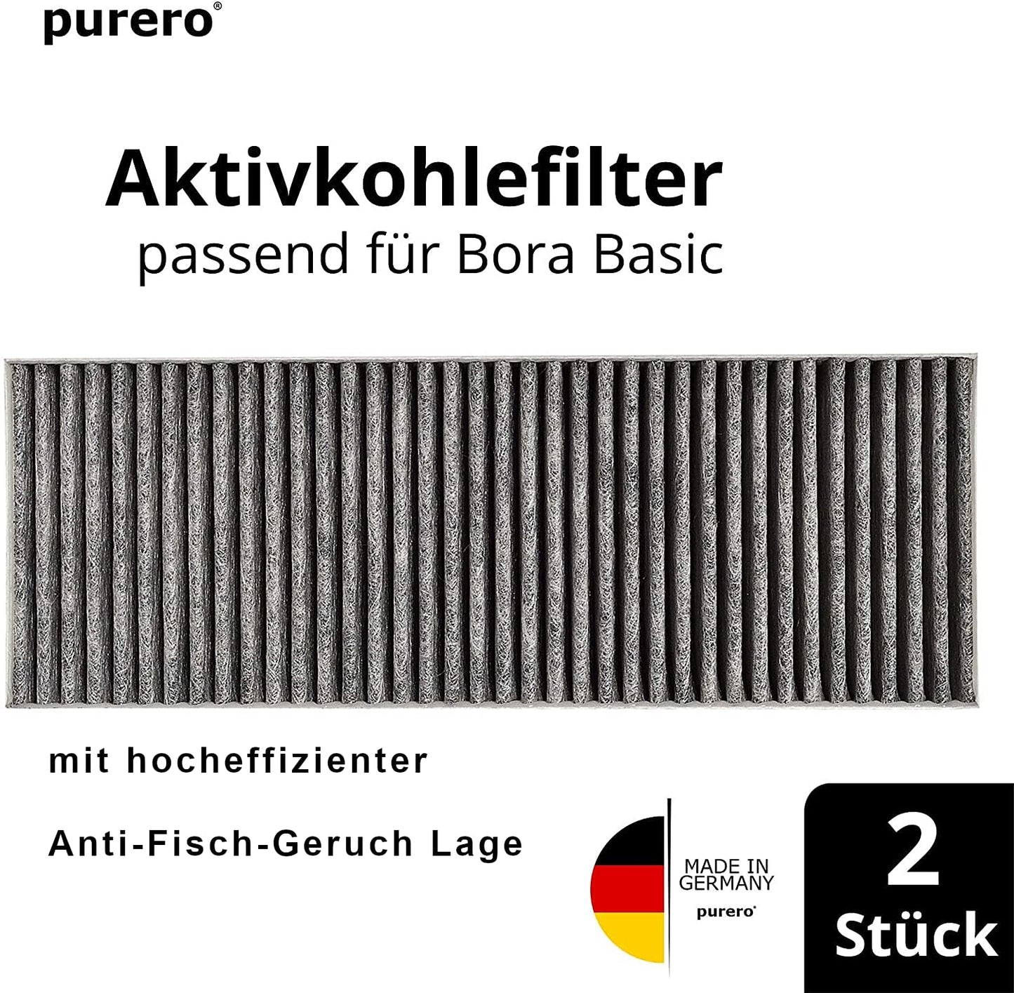 purero Aktivkohlefilterset für Bora BASIC, BAKFS mit Anti-Fisch-Geruch Ersatzfilter der Marke purero, Aktivkohlefilter