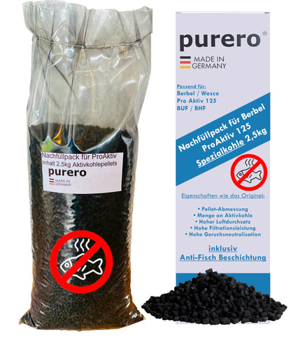 Berbel Aktivkohle Nachfüllpack 2,5 kg Spezialkohle der Marke purero® / AntiFisch-Beschichtung ProAktiv 125