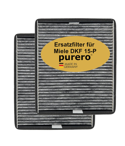 purero® Aktivkohlefilter - Ersatzfilter für Miele DKF 15-P / 11762550, Nachfolgemodell von DKF 15-1 - Optimale Geruchsabscheidung - Made in Germany
