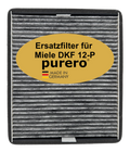 purero® Aktivkohlefilter - Ersatzfilter für Miele DKF 12-P / 11762580, Nachfolgemodell von DKF 12-1 - Optimale Geruchsabscheidung - Made in Germany