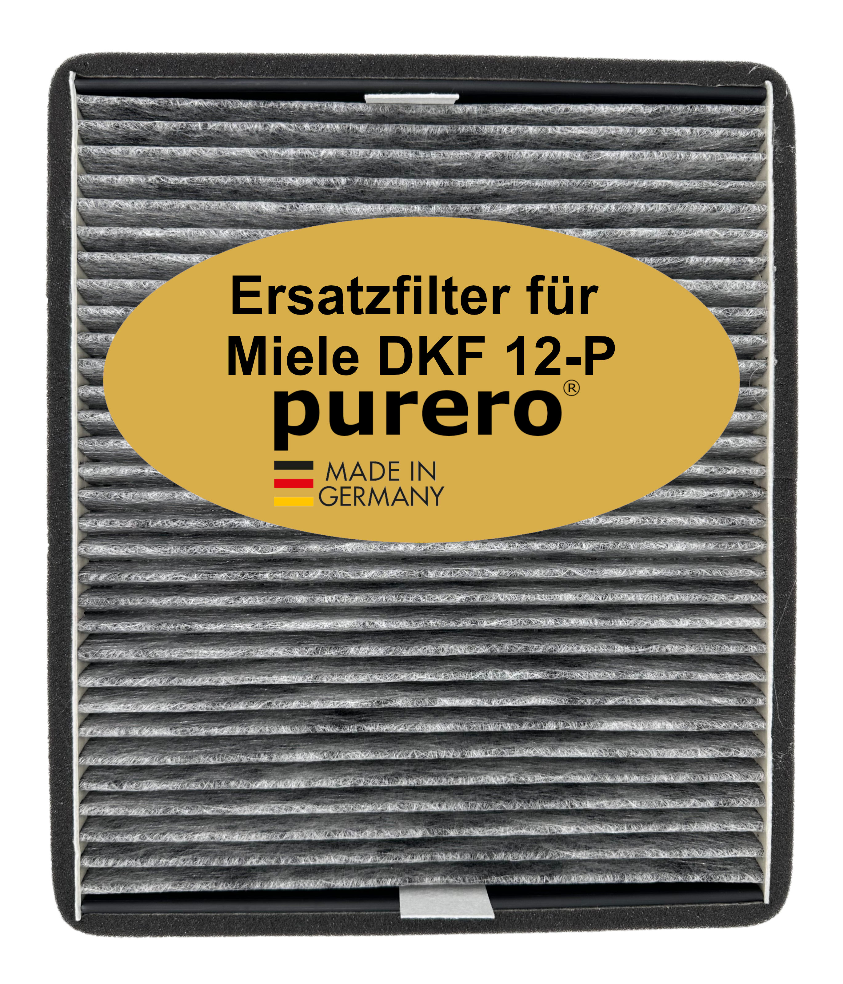 purero® Aktivkohlefilter - Ersatzfilter für Miele DKF 12-P / 11762580, Nachfolgemodell von DKF 12-1 - Optimale Geruchsabscheidung - Made in Germany