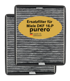 purero® Aktivkohlefilter - Ersatzfilter für Miele DKF 12-P / 11762580, Nachfolgemodell von DKF 12-1 - Optimale Geruchsabscheidung - Made in Germany