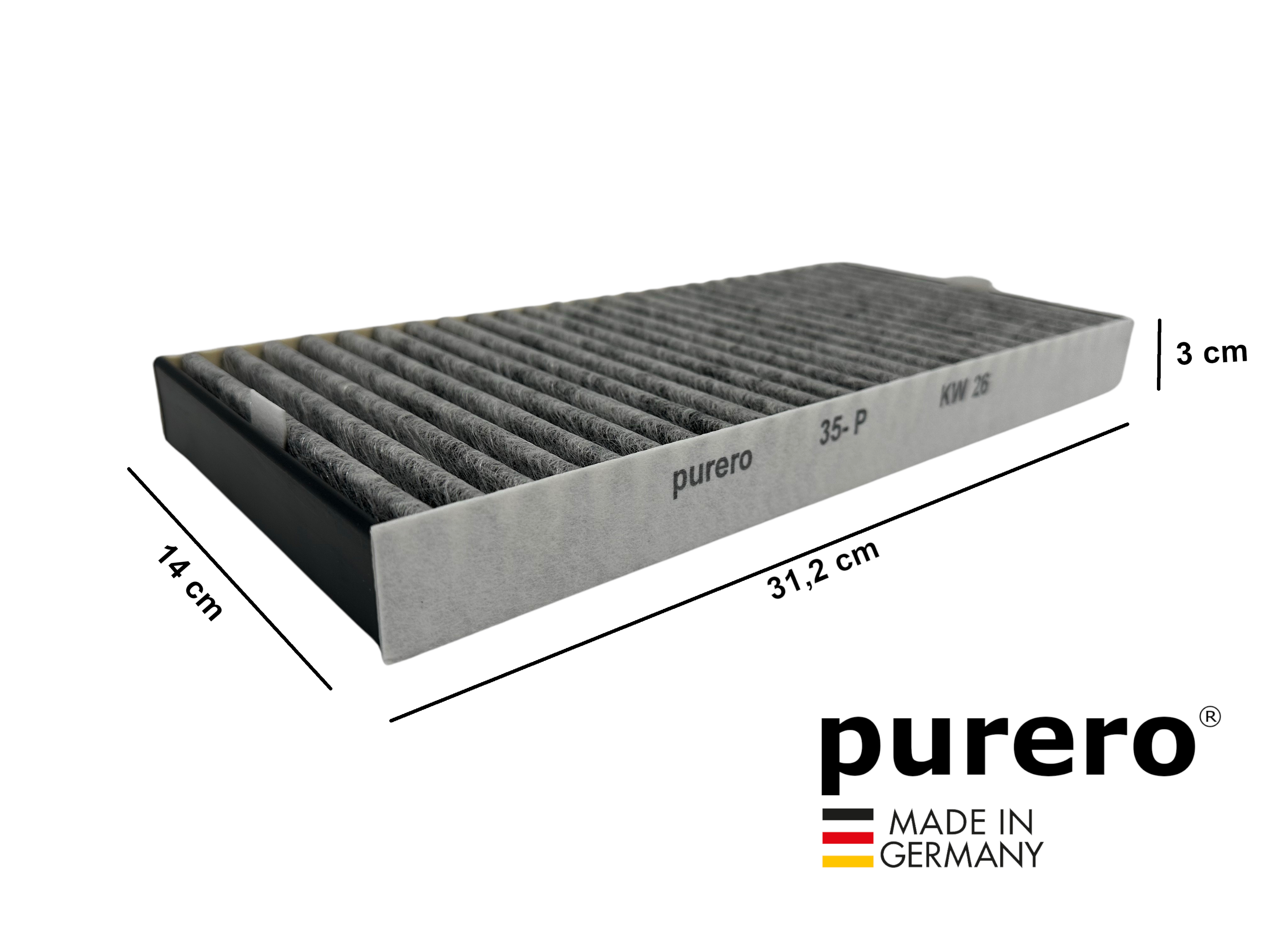 purero® Ersatzfilter für Miele Typ Active Air Clean Filter DKF 35-P für Dunstabzugshauben