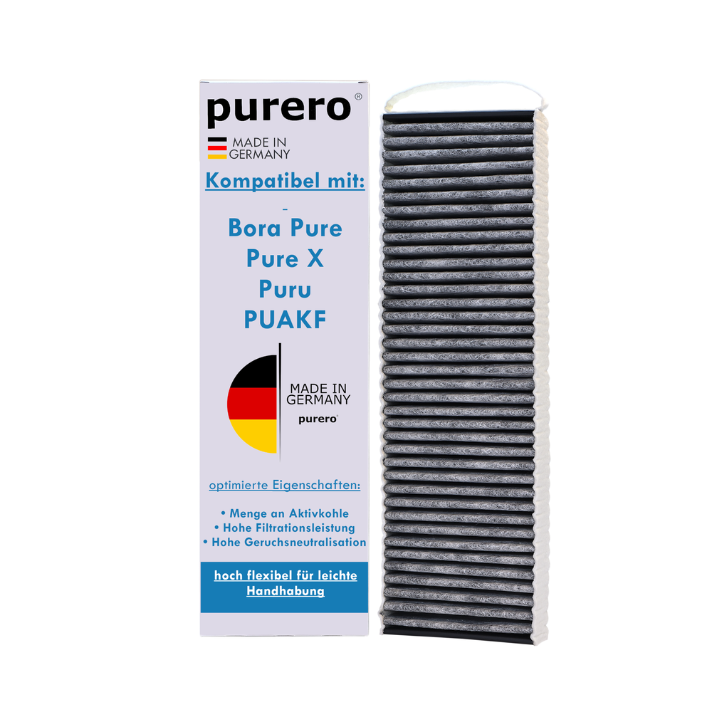 purero®  kompatibler Ersatzfilter für Bora Pure - kompatibel mit PUAKF, Puru, Pure X - Aktivkohlefilter - Made in Germany