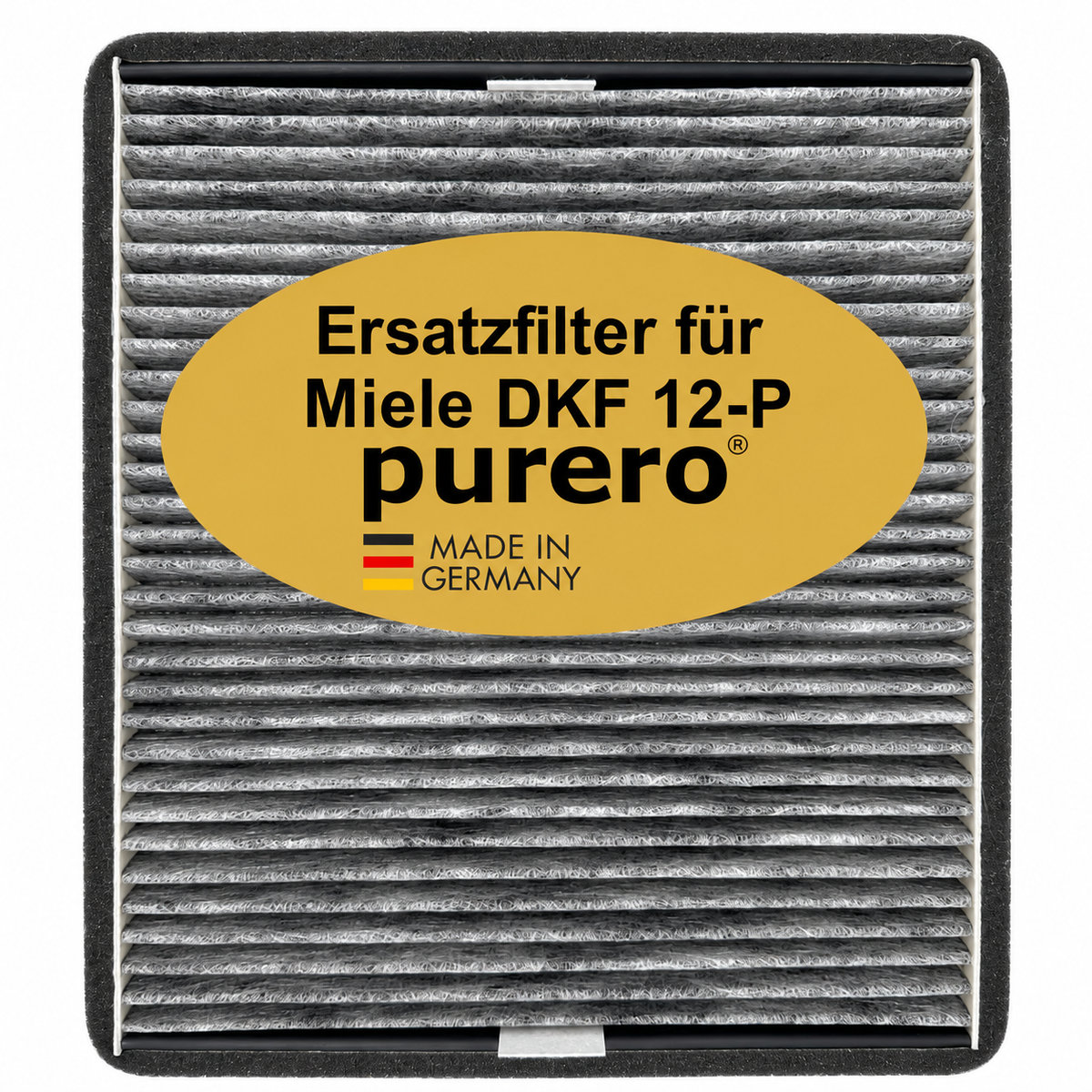 purero® Aktivkohlefilter - Ersatzfilter für Miele DKF 12-P / 11762580, Nachfolgemodell von DKF 12-1 - Optimale Geruchsabscheidung - Made in Germany