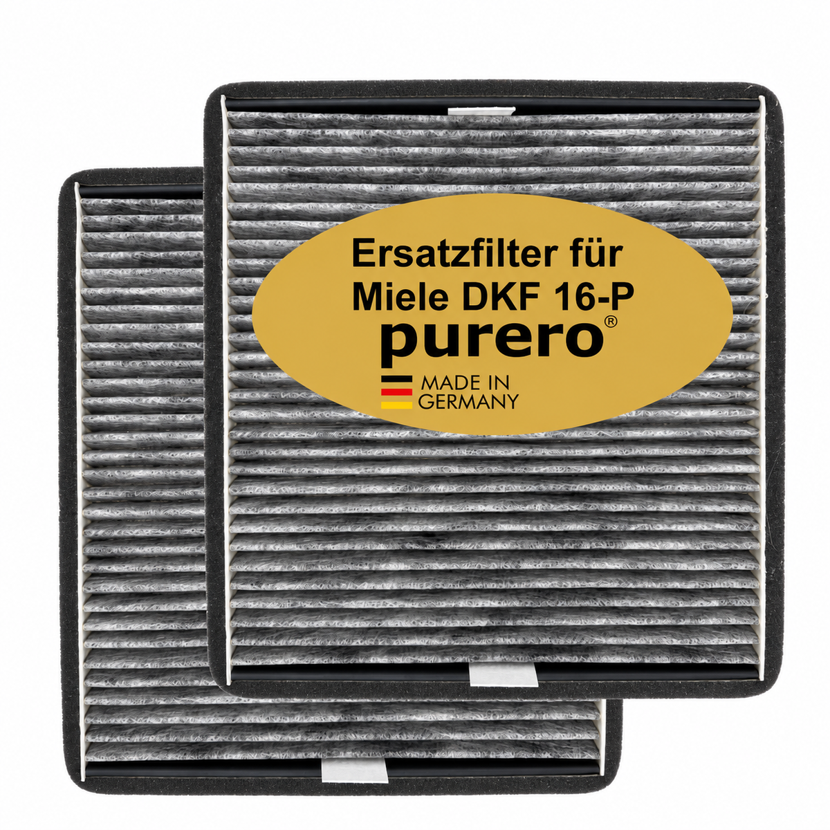 purero® Aktivkohlefilter - Ersatzfilter für Miele DKF 16-P / 7932320, Nachfolgemodell von DKF 16-1 - Opimale Geruchsabscheidung - Made in Germany