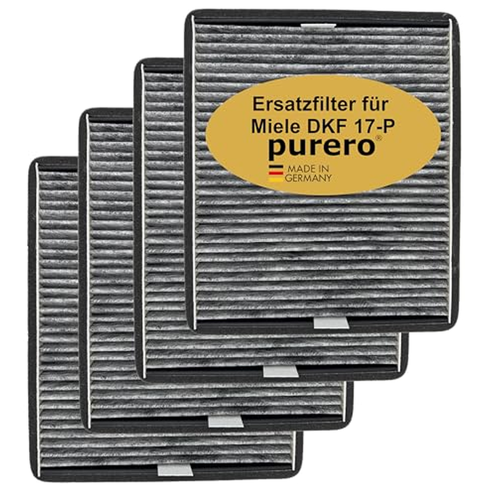 purero® Aktivkohlefilter - Ersatzfilter für Miele DKF 17-P / 7932330, Nachfolgemodell von DKF 17-1 - Opimale Geruchsabscheidung - Made in Germany