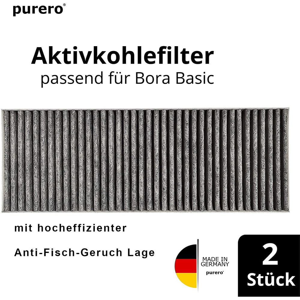 purero Aktivkohlefilterset für Bora BASIC, BAKFS mit Anti-Fisch-Geruch Ersatzfilter der Marke purero, Aktivkohlefilter
