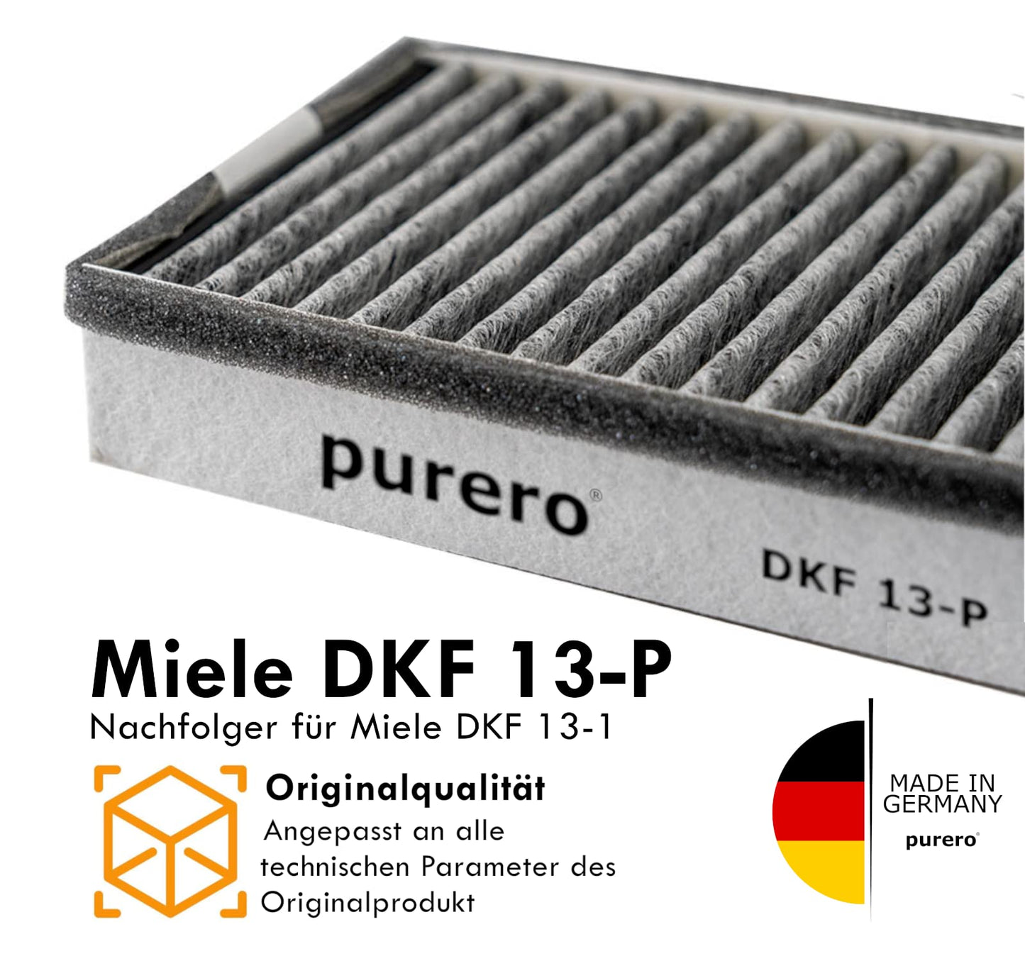 purero® Aktivkohlefilter - Ersatzfilter für Miele DKF 13-P, Nachfolgemodell von DKF 13-1 - Optimale Geruchsabscheidung - Made in Germany…